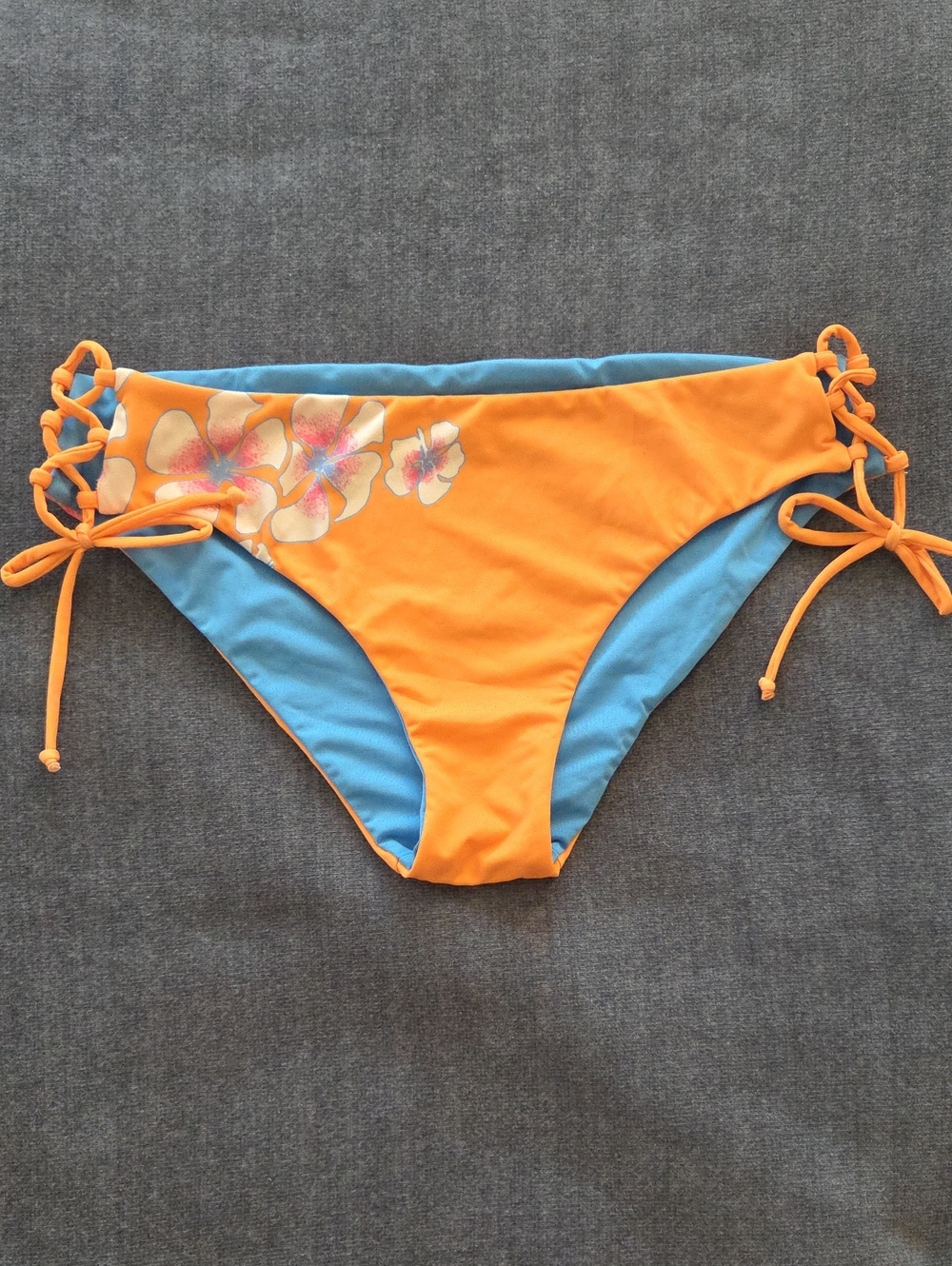 Carve Designs Reversible Orange / Blue Floral Side-Tie Swim Bottoms